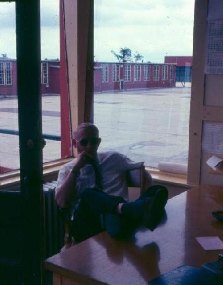 1967 - Pete McGuarity relaxing in the lunchroom/tower office